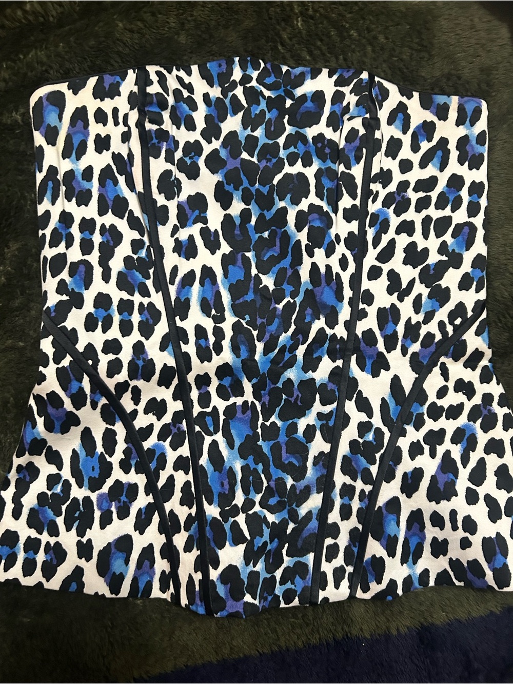 White House Black Market Blue and Black Leopard tube top